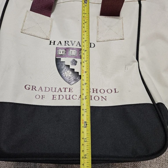 Harvard Vinyl Canvas Tote Two Tone Laege BLACK/BURGANDY/CREAM - Picture 10 of 12